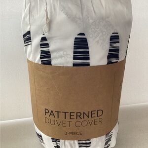 Patterned Duvet Cover Set - Black and White